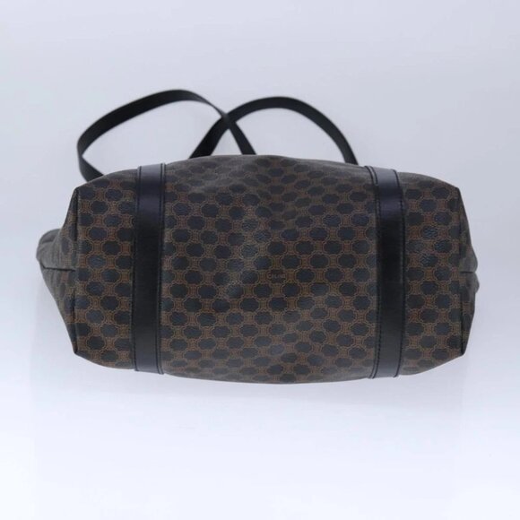 CELINE Macadam Canvas Tote Bag PVC Leather Black Gold Auth 106873V - Picture 6 of 15